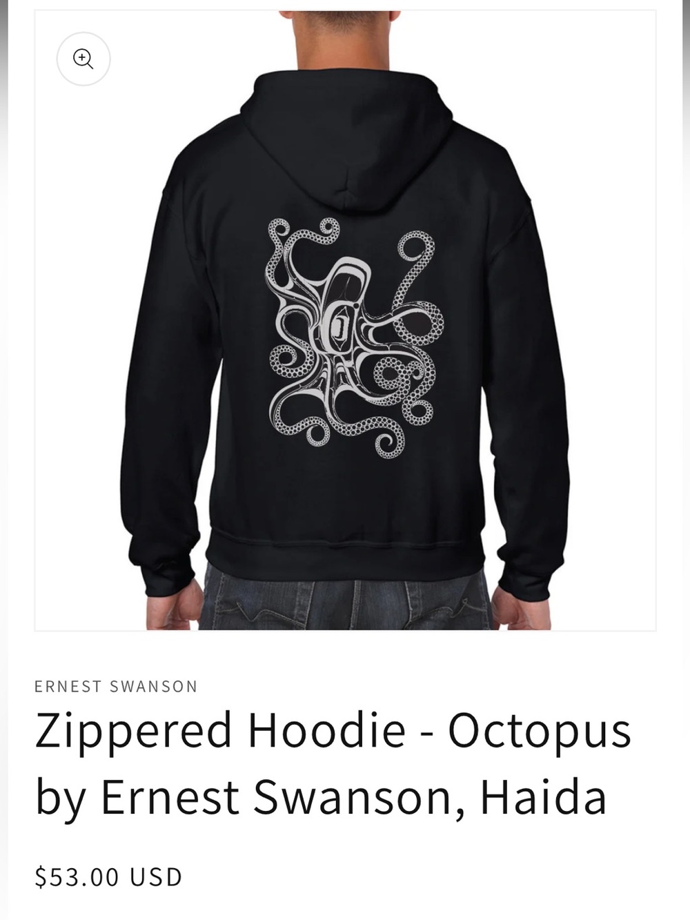 Native Apparel Black Hoodie with Silver Zipper Pull